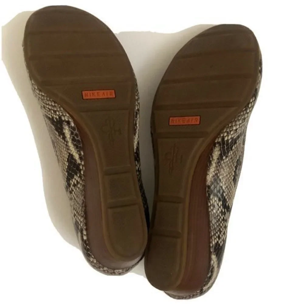 Cole Haan Womens Leather Shoes 8aa Snakeskin Wedge